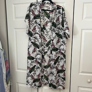 Tropical Leaf Print Women's Kimono Cardigan